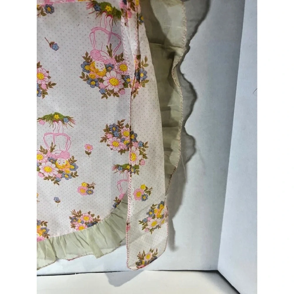 Sheer Ruffled Hostess Apron Size Small‎ to Medium Pink Hand Made